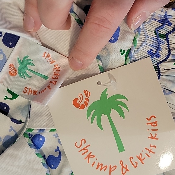 Shrimp And Grits Kids Whale Print Sleeveless Dress - Picture 2 of 5